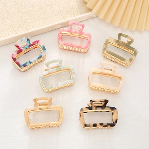Acetate Hollow Rectangle Hair Claw Clips Marble Tortoise Pattern Shark Hair Clamps Elegant Hair Accessories For Women Daily
