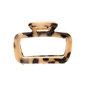 Classic square tortoiseshell pattern hair claw clip with golden metal spring for women