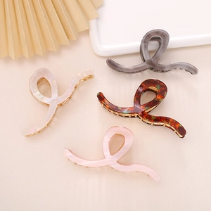 Acetate Large Hair Claw Clip Elegant Korean Style Twisted Geometric Shark Clip Metal Teeth Hair Accessories For Women