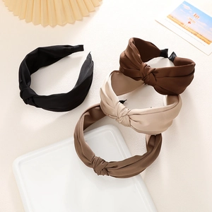 French Vintage Knotted Wide Brim Headband For Women Satin Fabric High Top Hair Hoop Elegant Daily Hair Accessories