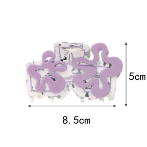 Pince à cheveux fleurie Matisse en acétate avec vagues violettes, 8,5cm sur 5cm