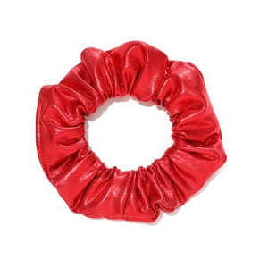 Sparkling red mermaid sequin scrunchie hair tie with a shiny metallic finish