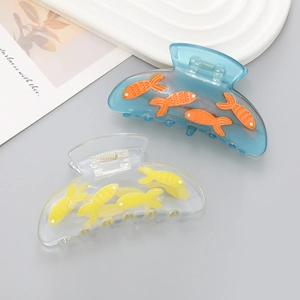 Cute Goldfish Cellulose Acetate Hair Claw Clip For Women High-Grade Rhinestone Eye Shark Clip Fashion Hair Accessory Daily