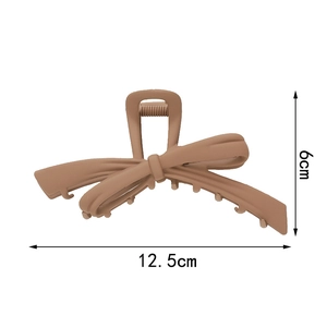 Grande pince à cheveux nœud marron mat, longueur 12,5 cm pour cheveux épais chic