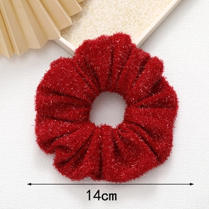Chouchou rouge scintillant 14cm de diamètre en tissu métallisé élastique
