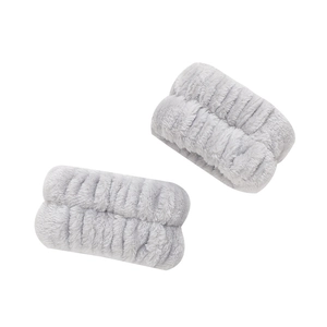 Absorbent grey coral fleece wristbands for face washing to prevent water splashing