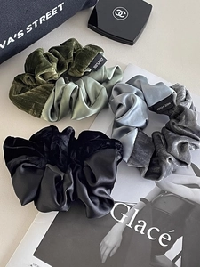 Korean Style Elegant Satin Velvet Patchwork Scrunchies Simple Fashion Large Hair Ring Elastic Hair Bands For Women Accessories