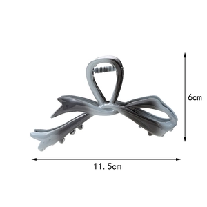 Eleganter Metallschleifen-Haarclip mit 11,5 cm grau-weißem Farbverlauf aus Kunstharz