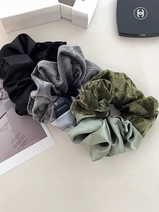 Elegant satin and velvet scrunchies in multiple colors and textures with a Korean style