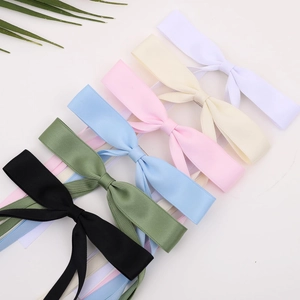 Elegant ribbon bow hair clips set in six colors with high-quality ribbed texture fabric