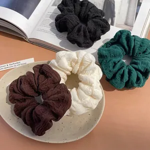 Creamy Puff Oversize Scrunchie Für Damen Koreanischer Stil Blasen Textur Elastischer Stoff Haargummi Einfarbig Mode Haarschmuck