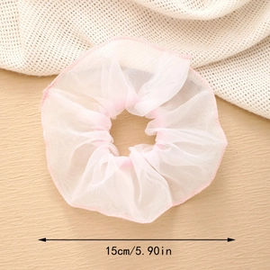 Chouchou géant en résille rose pour coiffure, diamètre de 15 cm environ