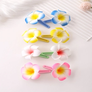 Boucles de Cheveux Fleurs Plumeria Douces pour Femmes Pinces à Bec de Canard Florales en Résine Dégradée Accessoires de Cheveux de Plage