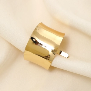 Polished minimalist golden alloy hair cuff accessory for elegant high ponytail hairstyles