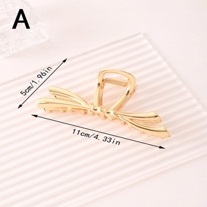 Pince à cheveux élégante en métal doré avec nœud pour femme, longueur de 11 cm