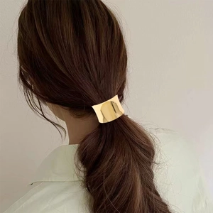 Minimalist Alloy Ponytail Cuff Hair Hook For Women Modern High Metallic Gloss Mirror Polish Hair Buckle Clip Headwear