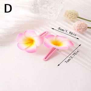 Pink and yellow gradient frangipani hair clips set for summer vacation hairstyle