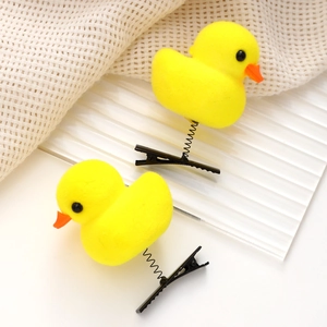 Süße Kleine Gelbe Ente Feder Haarklammern Für Damen Mädchen Plüsch Beflockung Tier Haarnadeln Kawaii Entchen Haarschmuck Dekorativer Kopfschmuck