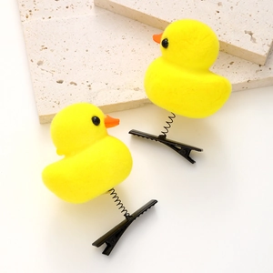 Süßes Enten-Haarspangen-Set mit gelben Enten und Feder-Design für Mädchen