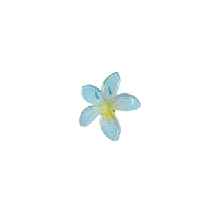 Pince à cheveux fleur frangipanier bleu dégradé avec centre jaune pour femmes