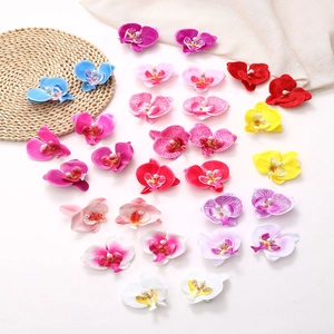 Barrettes à cheveux orchidées artificielles avec perles en couleurs variées, mode 2024