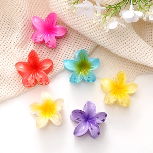 Hawaiian Plumeria Flower Hair Claw Clips Acrylic Resin Shark Clip Summer Beach Vacation Hair Accessories For Women