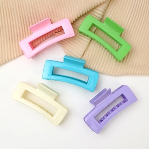 Square Rectangle Large Hair Claw Clip Matte Texture Candy Color Shark Clip For Women Daily Use Hair Styling Accessory