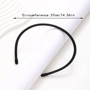 Sparkling black rhinestone headband for women with detailed 37cm circumference measurement