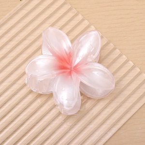 Elegant large pearlescent pink gradient plumeria flower hair claw clip for women