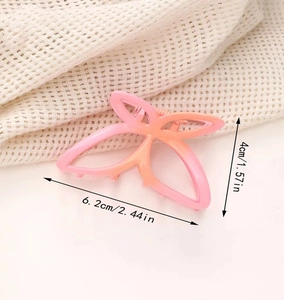 Detail showing the 6.2cm length and 4cm height of the gradient butterfly hair claw clip
