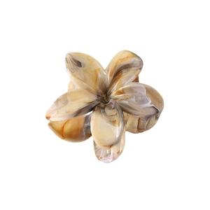 Elegant gradient frangipani flower hair claw clip with amber marble texture for women