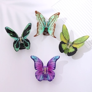 Eleganter Simulierter Schmetterling Haarklammer Ästhetisch Bedruckter Farbverlauf Hai Clip Für Damen Täglich Party Haarschmuck