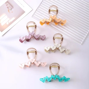 Koreanischer Süßer Transparenter Herz Haarkralle Clip Für Damen Elegant Acryl Haarklammer Shark Clip Haarschmuck