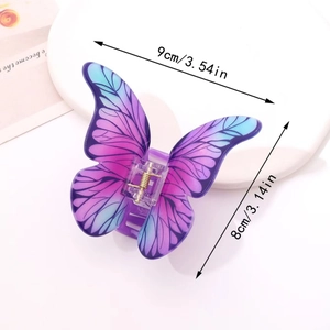 Eleganter lila-blauer Schmetterling Haarklammer mit Flügelstruktur und stabilem Metallfeder