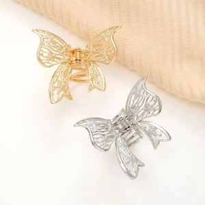 Elegante Haarklammern in Schmetterlingsform aus Gold und Silber mit hohlem Design