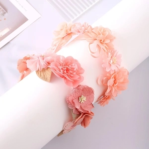 Serre-tête Doux en Tissu Fleurs de Simulation pour Femme Floral Frais Rose Camélia Accessoire Cheveux Style Forêt Élégant pour Photographie Mariage Fête
