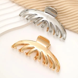 Elegant gold and silver large metal hair claw clips for women with a high-shine finish