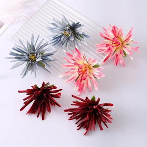 Silk artificial flower hair clips in grey, pink and red with chrysanthemum petals