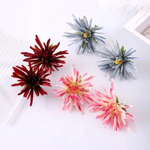 Elegant floral crab claw chrysanthemum hair clips in burgundy red blue and pink gradient colors