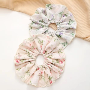 Oversized Floral Print Scrunchies For Women Sweet Fabric Hair Ties High Ponytail Elastic Hair Bands Accessories