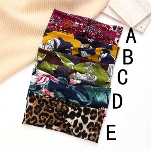 Five-pack fashion twist headbands with floral, leopard, and tropical prints for women