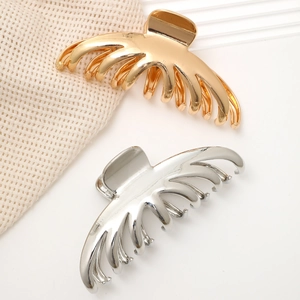 Elegant gold and silver alloy metal hair claw clips for women hair styling accessories
