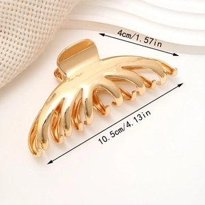 Minimalist gold alloy metal hair claw clip for women with dimensions 10.5cm by 4cm