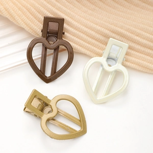 Maillard Stijl Hart Hol Legering Haarclip Set Goud Bruin Wit Eendenbek Zijclip Minimalistische Dames Haaraccessoires