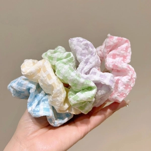 Chouchous Doux en Tissu Écossais pour Femmes Filles Grands Élastiques à Cheveux Motif à Carreaux Accessoires de Coiffure