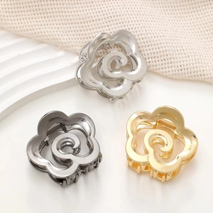 Pince à Cheveux en Métal Fleur de Rose Creuse Vintage Élégante Épingle à Cheveux en Alliage Camélia Accessoires de Cheveux Femmes