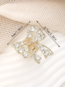 Détails des dimensions de la pince à cheveux papillon dorée ornée de strass brillants