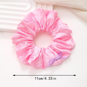 Chouchou en satin rose avec nœud lavande, accessoire de cheveux de 11 cm de diamètre