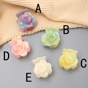 3D multilayered acetate rose flower hair claw clips in five assorted marble colors