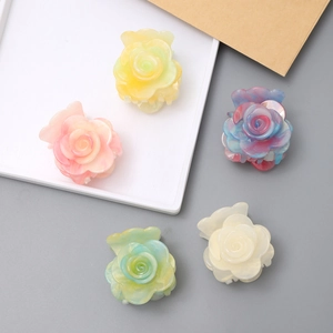 Stereo layered rose hair claws in various glitter colors for women's elegant hair styling
